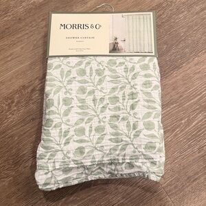 WILLIAM MORRIS & CO Gauze Cotton Shower Curtain ROSEHIP Green Leaves 72 X 72